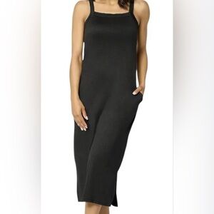 NWT MUK LUKS Cloud Knit Shelf Bra Black Tank Dress- Size- XL